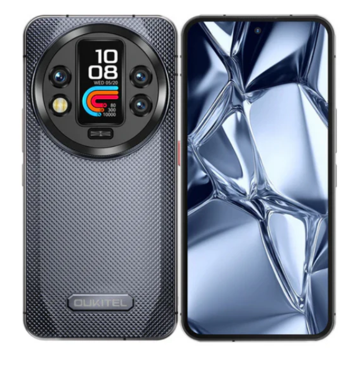 Smartphone with textured back and glass front on a white background