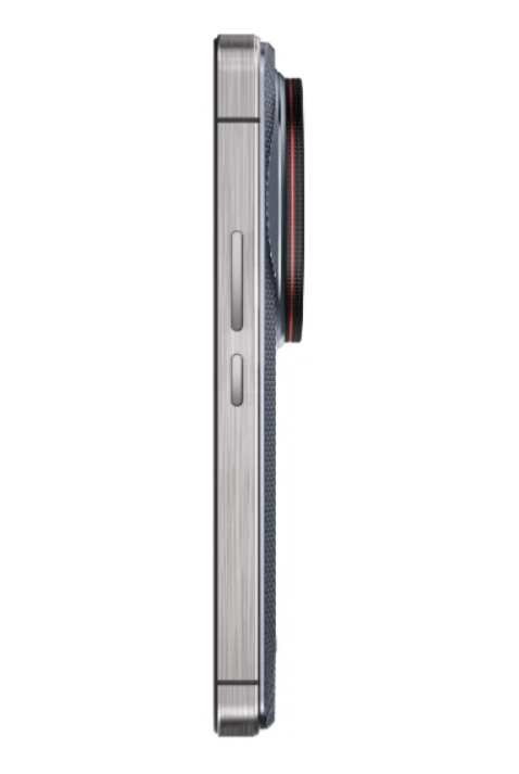 Side view of a smartphone with a camera lens on a white background
