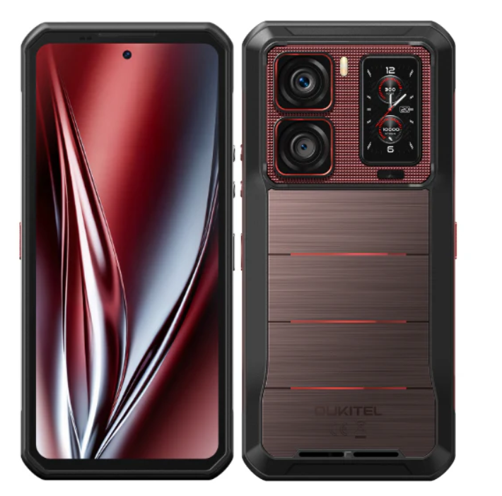 Smartphone displaying front and back views on a white background